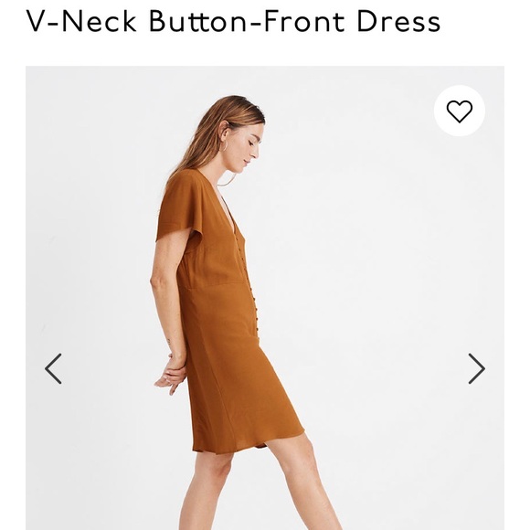 Madewell V Neck Shift Stress Gold Mustard sz S - Picture 2 of 5